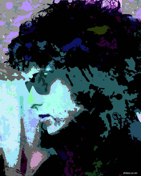 Psychedelic Poster featuring the digital art Bob Dylan -3 psychedelic portrait by Movie World Posters