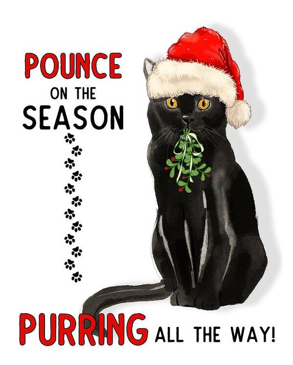 Message Poster featuring the digital art Bombay Cat with Mistletoe Fun Holiday by Doreen Erhardt