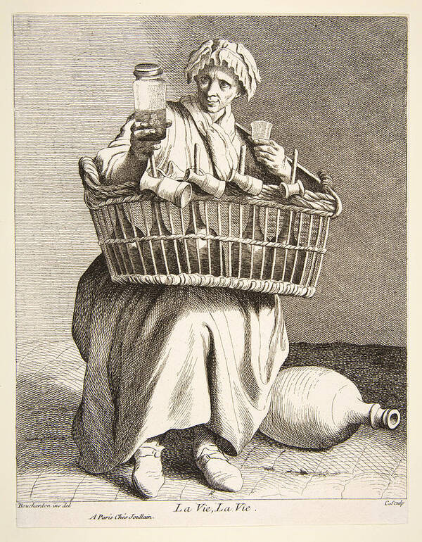 Anne Claude De Caylus Poster featuring the drawing Brandy Seller by Anne Claude de Caylus
