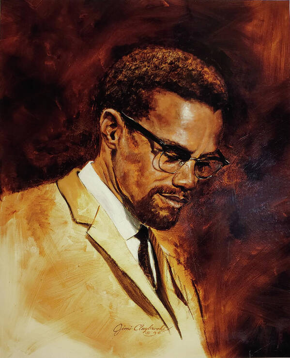 Malcolm X Poster featuring the painting Brother Malcolm by Jimi Claybrooks
