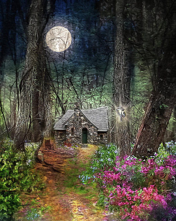 Cabin Poster featuring the photograph Cabin in the Woods - Limited Edition by Shara Abel