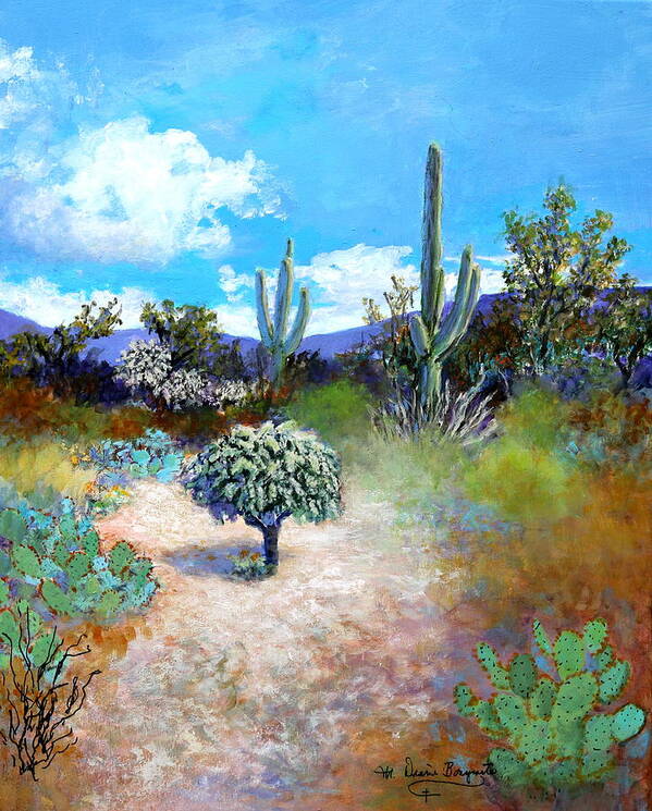 Tucson Poster featuring the painting Cactus Landscape by M Diane Bonaparte