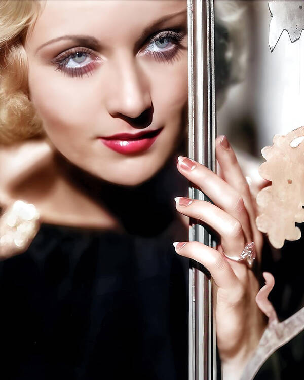 Carole Lombard Poster featuring the digital art Carole Lombard Portrait by Chuck Staley
