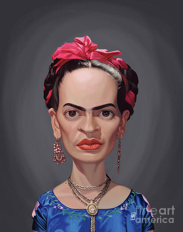 Illustration Poster featuring the digital art Celebrity Sunday - Frida Kahlo by Rob Snow