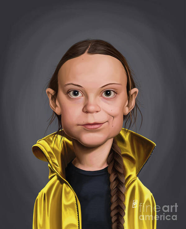 Illustration Poster featuring the digital art Celebrity Sunday - Greta Thunberg by Rob Snow