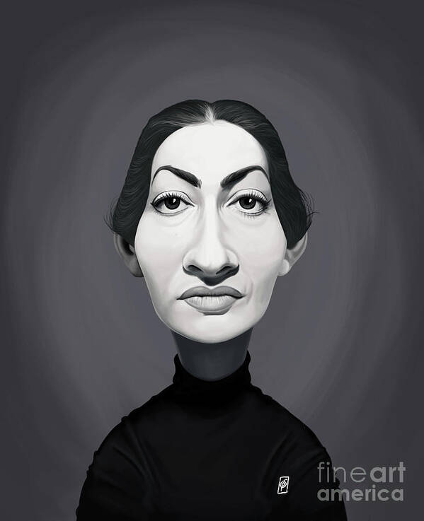 Illustration Poster featuring the digital art Celebrity Sunday - Maria Callas by Rob Snow