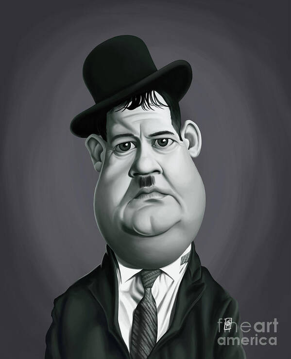 Illustration Poster featuring the digital art Celebrity Sunday - Oliver Hardy by Rob Snow