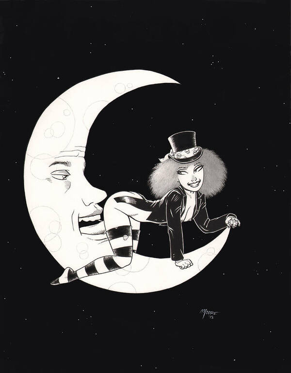 Charli Poster featuring the drawing Charli and the Man in the Moon by Richard Moore