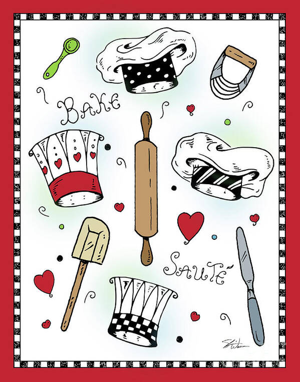 Chef Poster featuring the mixed media Chefs Toque Hats-I by Shari Warren