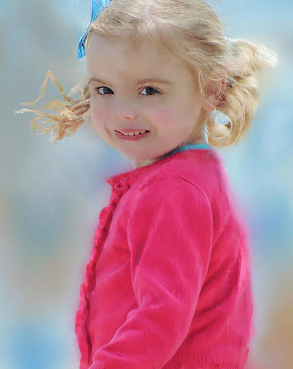 Girl Poster featuring the digital art Child Playing At the Beach by Cordia Murphy