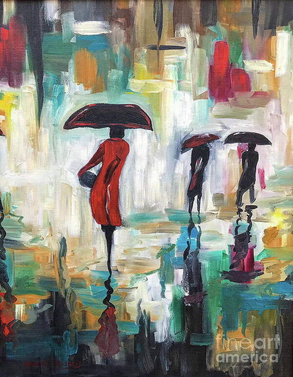 Painting Poster featuring the painting City Umbrellas I by Sherrell Rodgers