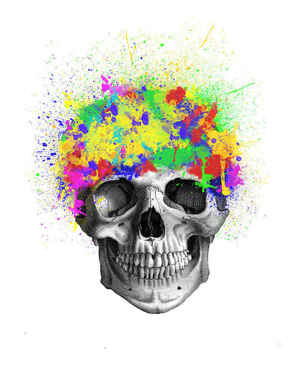 Skull Poster featuring the digital art Color splash skull by Madame Memento