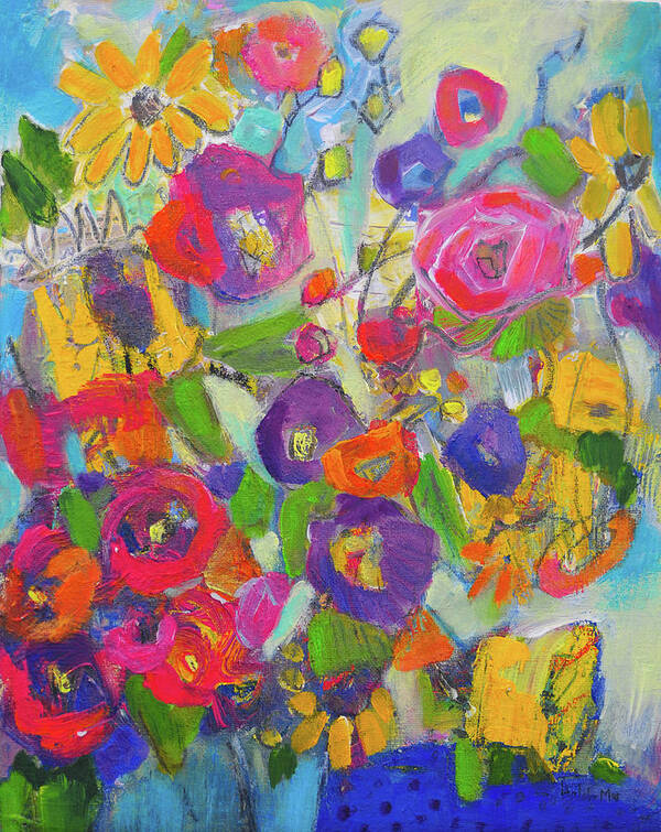 Floral Poster featuring the painting Colorful Autumn Bouquet by Haleh Mahbod