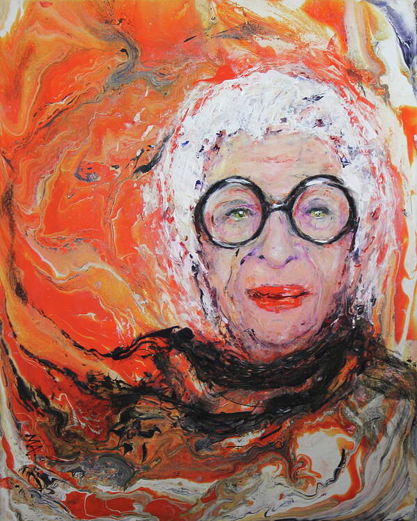 Iris Apfel Poster featuring the painting Cosmic Storm Iris by Madeleine Arnett