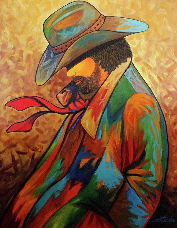 Cowgirl Poster featuring the painting Cowboy Colors Of The West by Lance Headlee