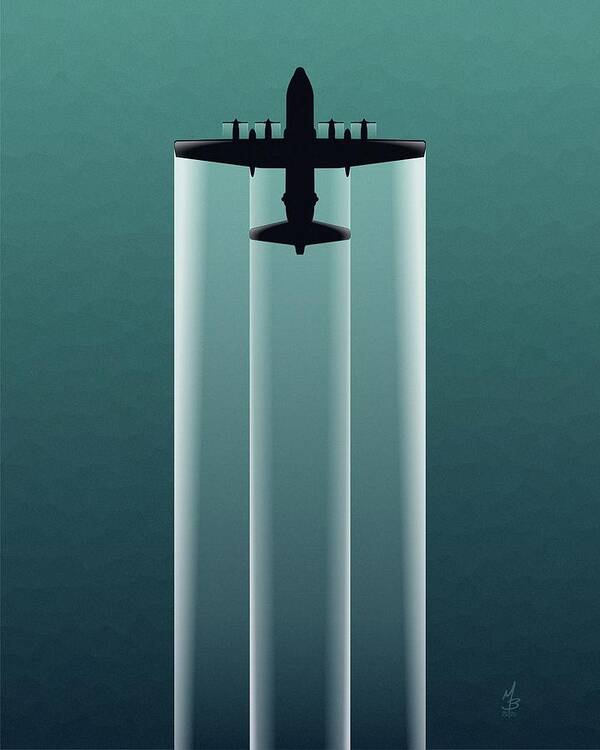 C-130 Poster featuring the digital art Crossing the Pond by Michael Brooks