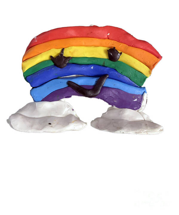 Rainbows Poster featuring the digital art Cute Kawaii Rainbow Clay by Flippin Sweet Gear