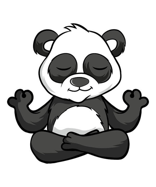 Cute panda in meditation pose crossed legs yoga Poster by Norman W - Pixels