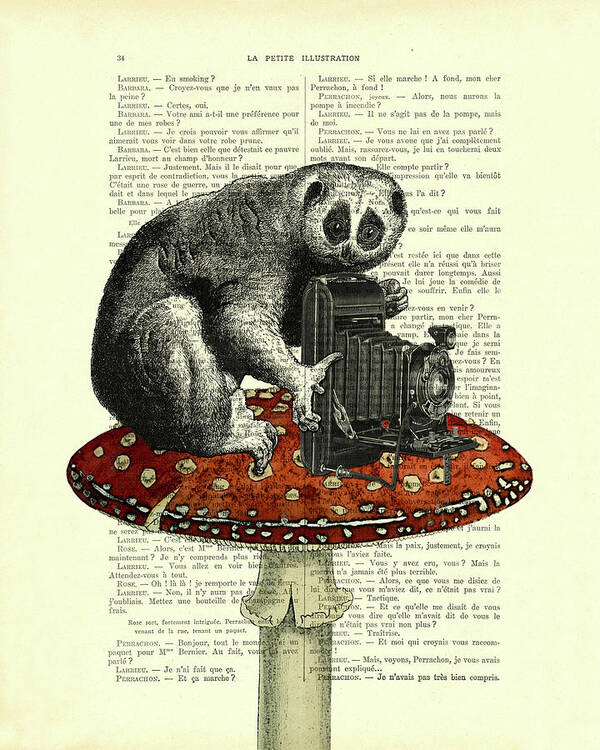 Slow Loris Poster featuring the mixed media Cute Photographer by Madame Memento