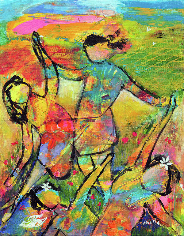 Abstract Figures Poster featuring the painting Dance Like You Mean It by Haleh Mahbod