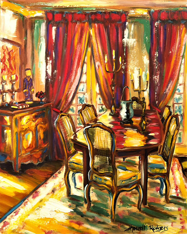 Painting Poster featuring the painting Dining in Red by Sherrell Rodgers