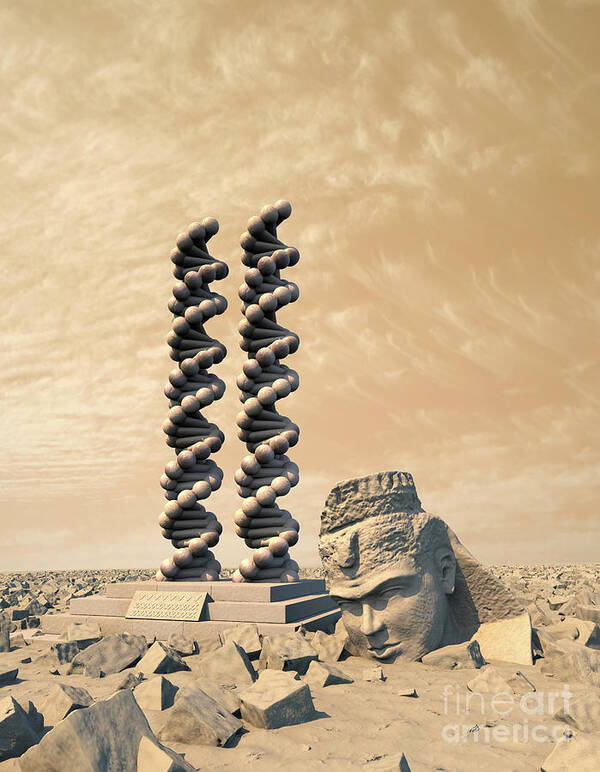 Ancient Poster featuring the digital art DNA Ozymandias by Russell Kightley