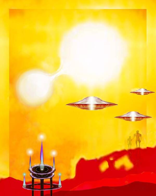 Sun Poster featuring the digital art Twin Sun by Hartmut Jager