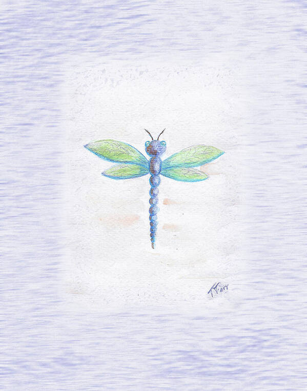 Dragonfly Wall Art Poster featuring the mixed media Dragonfly by Tatiana Fess