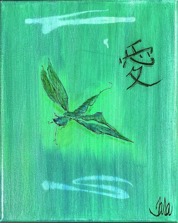 Dragonfly Poster featuring the painting Taras Dragon Love by Tara Dunbar