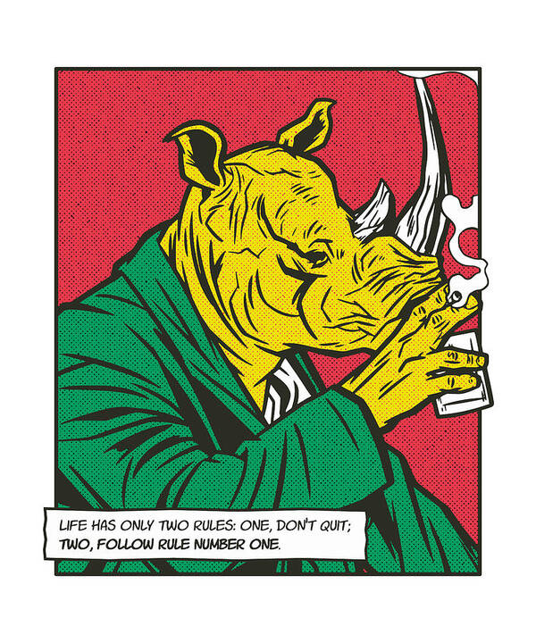 Rhino Poster featuring the digital art Drinking Rhino Comic by Me