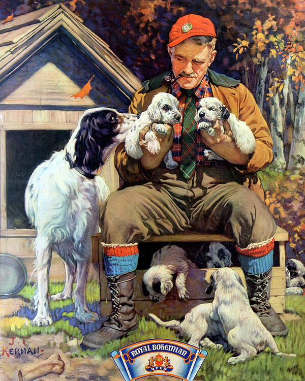 Duluth Poster featuring the painting Duluth Brewing English Setters by Joseph F Kernan