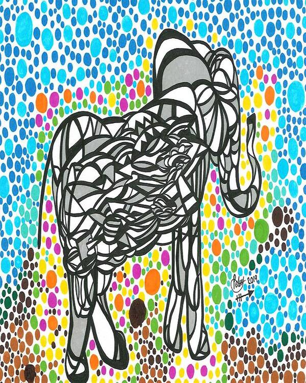 Elephant Poster featuring the mixed media Elephant by Peter Johnstone