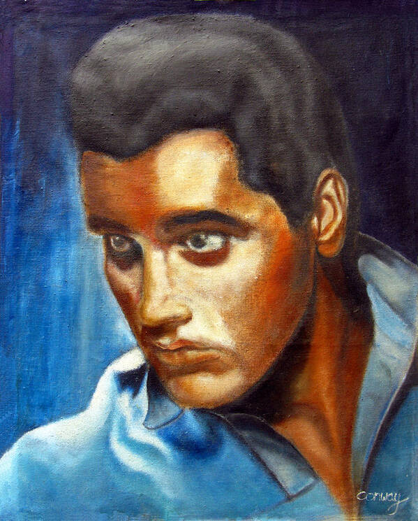 Elvis Poster featuring the painting Elvis Presley - moody blue by Tom Conway