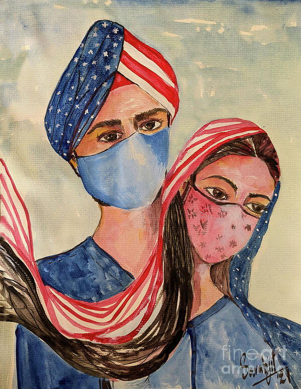 Freedom Poster featuring the painting Embracing freedom by Sarabjit Singh