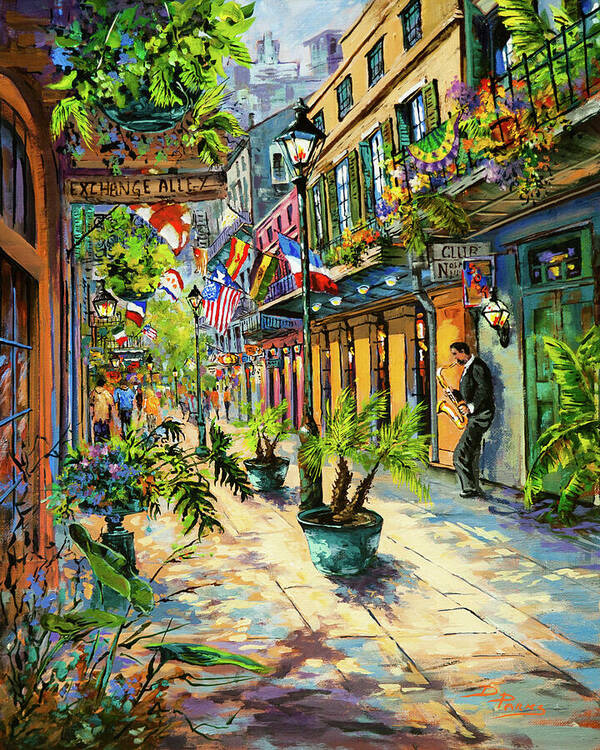 Street Jazz Poster featuring the painting Exchange Alley by Dianne Parks