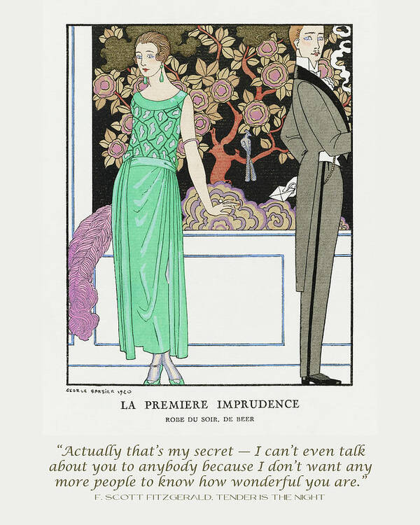 F Scott Fitzgerald Poster featuring the drawing F Scott Fitzgerald George Barbier 1920s by Georgia Clare