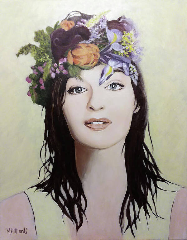 Woman Poster featuring the painting Flowers in Her Hair by Marilyn Borne