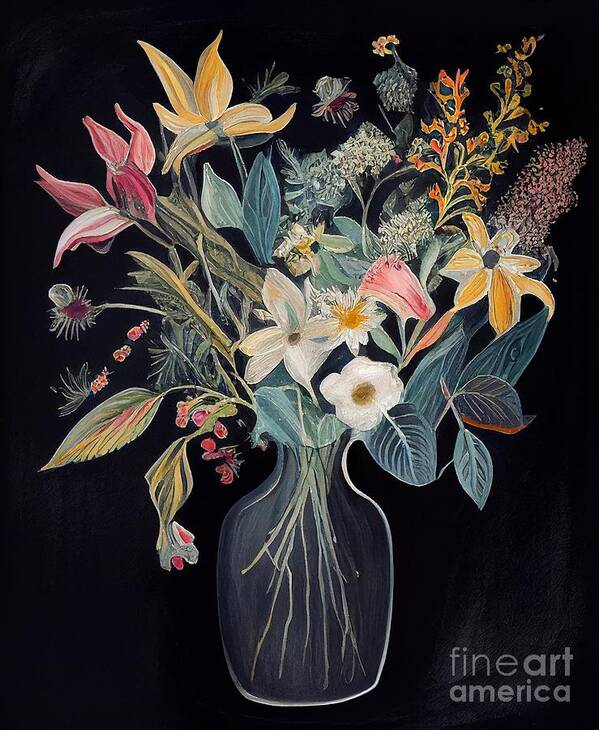 Bouquet Poster featuring the painting Flowers of the Night II by Mindy Sommers