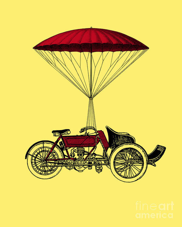 Moto Poster featuring the digital art Flying Trike Artwork by Madame Memento