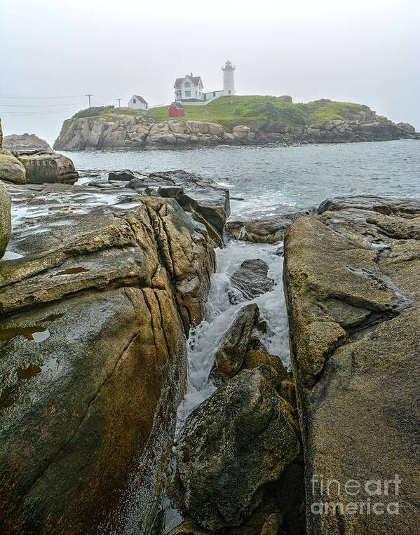 Fog Poster featuring the photograph Foggy Morning at the Nubble by Steve Brown