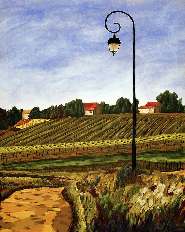 Wine Poster featuring the digital art French Countryside by Ken Taylor