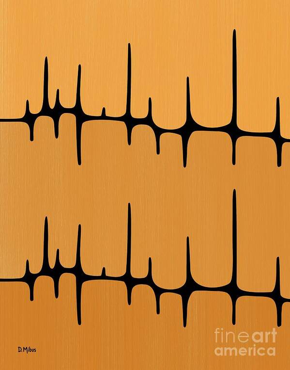 Sounds Waves Poster featuring the digital art Frequency in Oranges by Donna Mibus