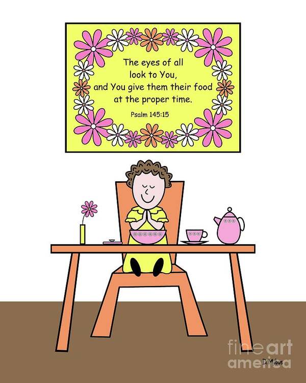 Bible Verse Poster featuring the digital art Grateful Girl Gives Thanks by Donna Mibus