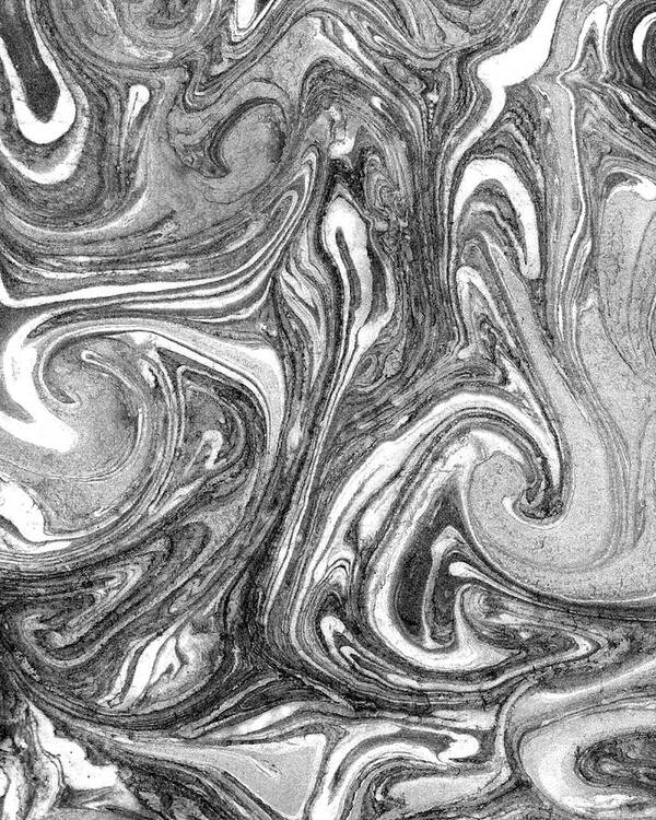 Gray Poster featuring the painting Gray Monochrome Organic Floral Spin And Swirl Pattern I by Irina Sztukowski