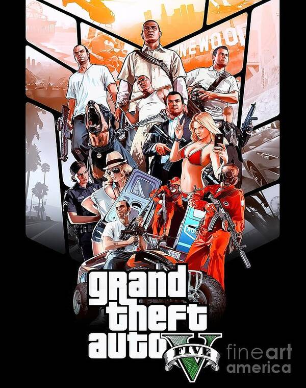 Gta V Trevor Philips Grand Theft Auto 5 V Logo Poster