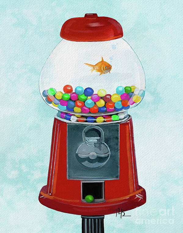 Gumballs Poster featuring the painting Gumballs and Goldfish by Tammy Lee Bradley