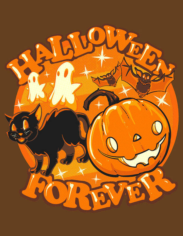 Halloween Poster featuring the drawing Halloween Forever by Ludwig Van Bacon
