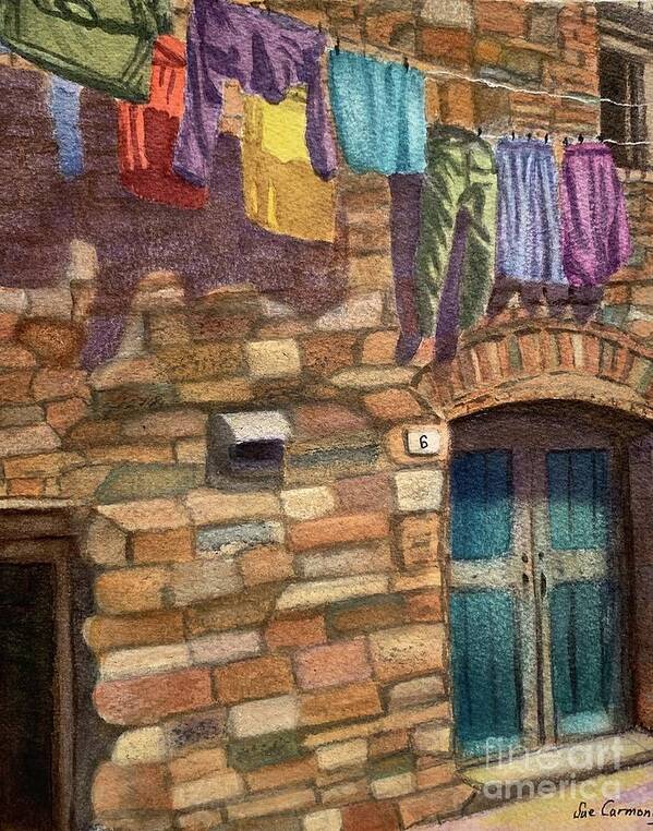 Clothesline Poster featuring the painting Hanging Out to Dry by Sue Carmony
