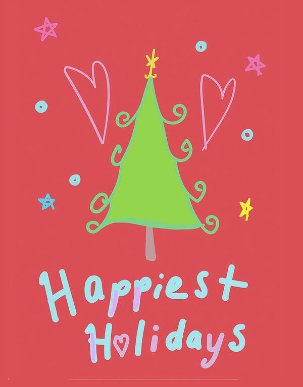 Holiday Poster featuring the digital art Happy Holidays Tree by Ashley Rice