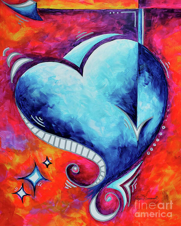 Love Poster featuring the painting Heart Racing is a Fun Whimsical Color Study Heart Painting from the PoP of Love Collection MADART by Megan Aroon